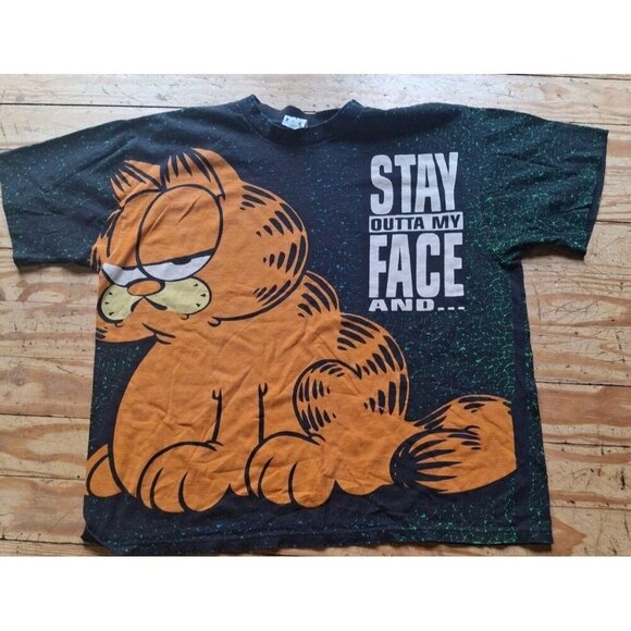 Rare Vintage 90s GARFIELD/ 2sided single stitch Graphic tee L - Picture 1 of 3